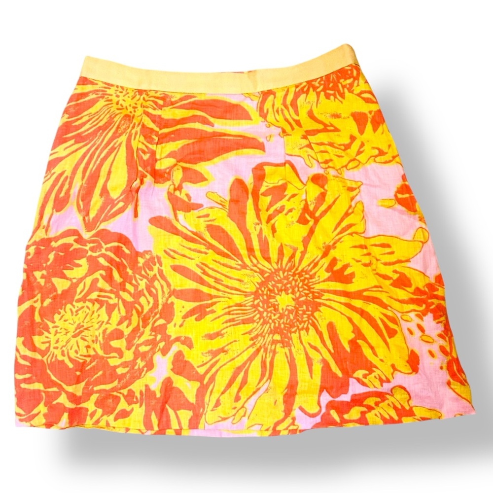 Anthropologie Yellow and Orange Floral Mini Skirt